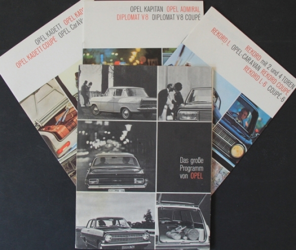 Opel Modelprogram 1965 Automobil-Sellingmap with 3 brochures (2198)