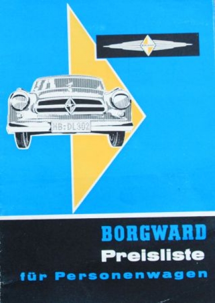 Borgward Isabella Pricelist 1958 Carbrochure (4808)