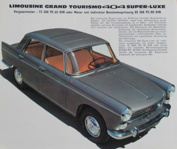 Peugeot 404 Modelprogram 1964 Carbrochure (4805)