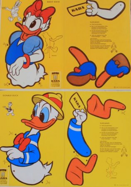 Disney Kaba Jumping-Jack-Advertisingfigures 1965 Mickey Mouse, Donald, McDuck carton (5415)