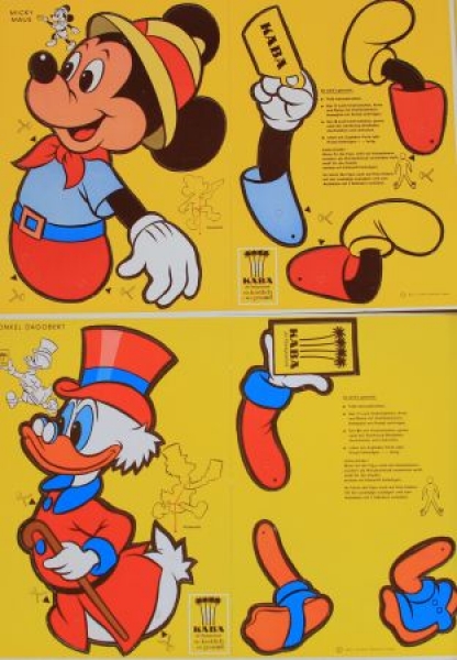 Disney Kaba Jumping-Jack-Advertisingfigures 1965 Mickey Mouse, Donald, McDuck carton (5415)