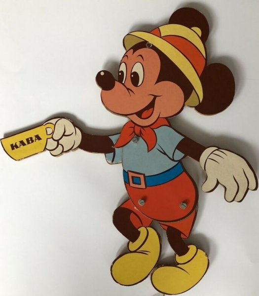 Disney Kaba Jumping-Jack-Advertisingfigures 1965 Mickey Mouse, Donald, McDuck carton (5415)