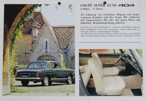Peugeot 404 Convertible Modelprogram 1965 Carbrochure (4795)