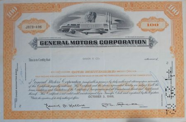 General-Motors Corporation 1966 Share 100 Shares (5419)