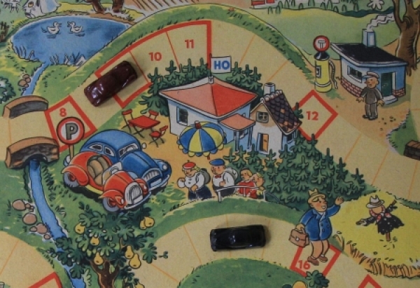 Zinke-Spiele "Autofahrt fuer alle" 1955 Automobile-Boardgame in original box (2297)