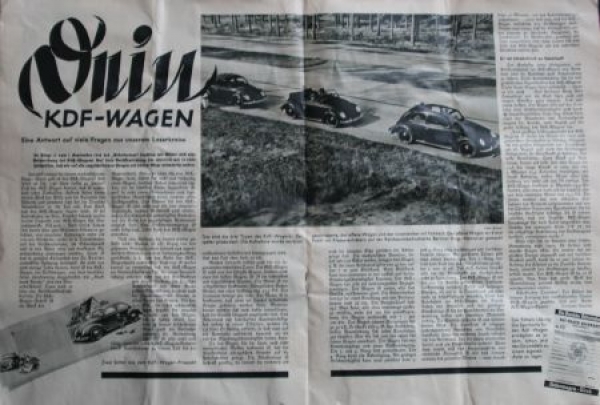 Volkswagen "Arbeitertum" 1938 NS-Magazine with VW-KdF-Story (4946)