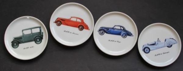 BMW Advertisingplates 1975 Fuerstenberger Porcelain four Carmotives (5269)
