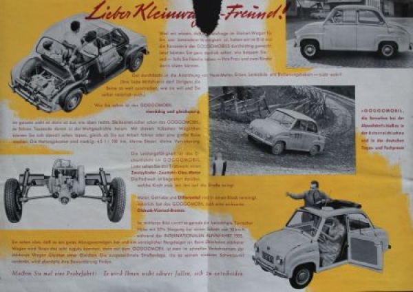 Glas Goggomobil Modelprogram 1953 "Wendepunkt der Lebensfuehrung" Carbrochure (5279)