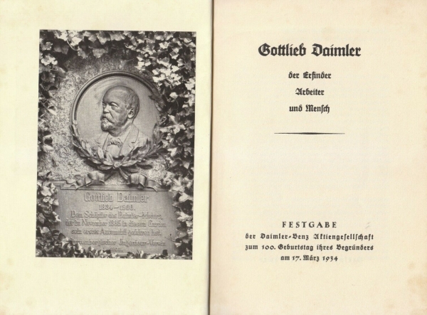 Ehmer "Gottlieb Daimler zu seinem 100. Geburtstage" Daimler-History 1934 (5063)