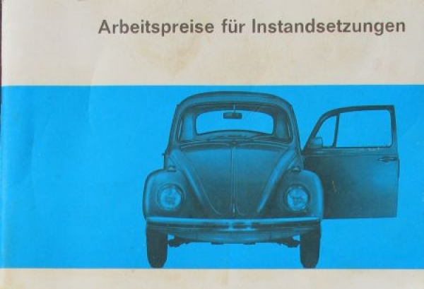 Volkswagen Beetle 1968 "Arbeitspreise fuer Instandsetzung" Carbrochure (5450)