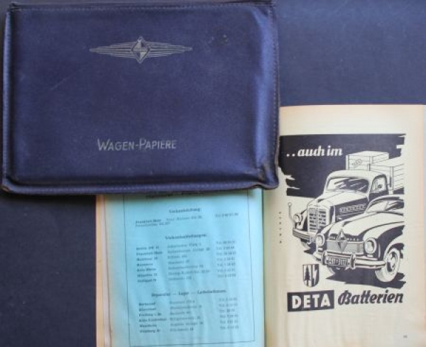 Borgward Hansa 1500 On-Boardmap with Ownermanual and Dealerindex 1951 (5470)