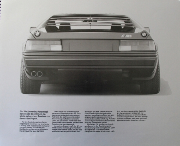 BMW M 1 Modellprogramm Farben + Polster 1978 Automobilprospekt (2393)