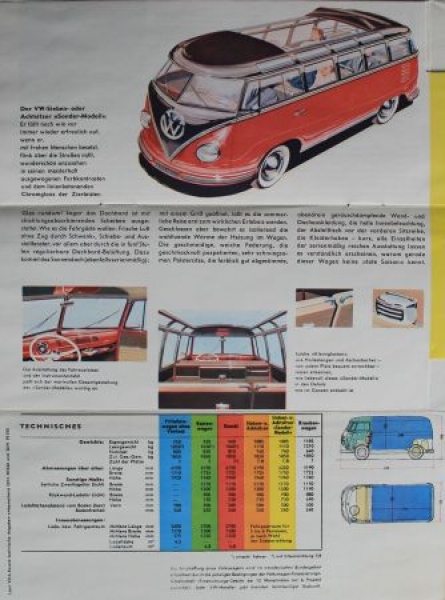 Volkswagen T1 Transporter 1958 Modelprogram "Die VW-Transporter" Carbrochure (6004)
