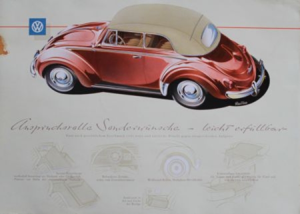 Volkswagen Beetle Convertible Modelprogram 1955 Reuters-Drawings Carbrochure (5096)