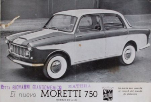 Moretti 750 Modelprogram 1958 Carbrochure (6035)