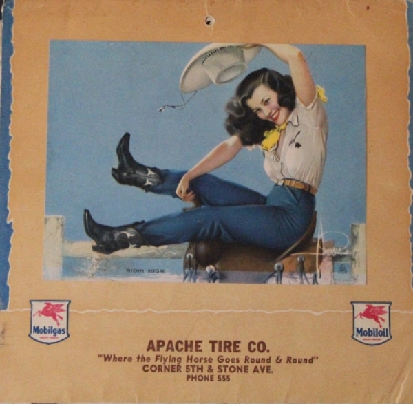 Mobiloil Yearcalendar 1945 "Apache Tires" Rolf Armstrong (2586)