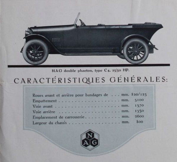 NAG 25/30 HP Modelprogram 1922 Carbrochure (6089)
