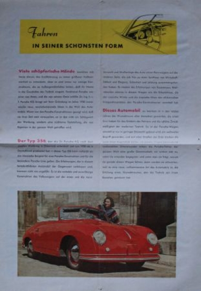 Porsche 356 A Modelprogram 1952 Carbrochure (6088)