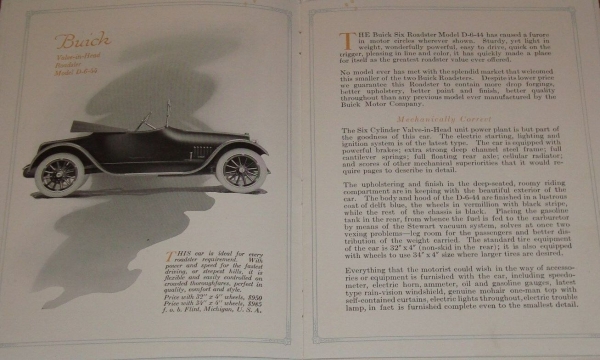 Buick Sixes Touring Roadster Modelprogram 1916 Carbrochure (6077)
