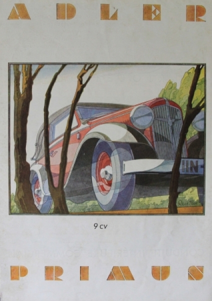 Adler Primus 1.5 litres Modelprogram 1933 Reuters-Drawings Carbrochure (2934)