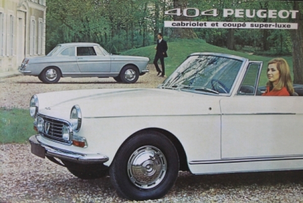 Peugeot 404 Cabriolet Coupe Super Luxe Modellprogramm 1967 Automobilprospekt (2970)