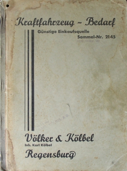 "Voelker & Koelbel Kraftfahrzeugbedarf Hauptkatalog" Car-Sparepart-Catalog 1928 (3261)