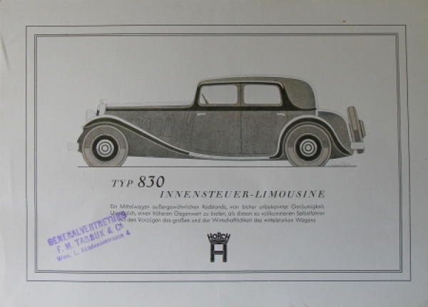 Horch 830 Sedan Modelprogram 1933 Reuters-Drawings Carbrochure (3271)