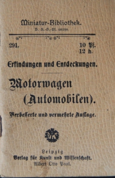 Paul "Motorwagen - Automobile" Vehicle-History 1904 Volume 291 (3275)
