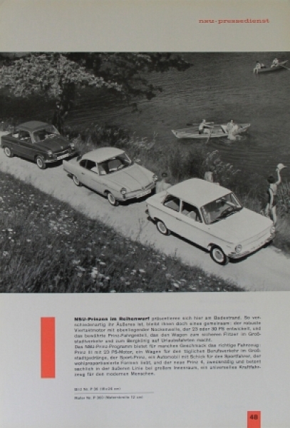 NSU Prinz 4 Modelprogram 1961 "Presse-Prachtkatalog" Automobile-Presskit (3401)