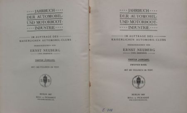 Neuberg "Jahrbuch der Automobil und Motorbootindustrie" Vehicletechnic 1907 (3618)