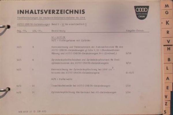 DKW Munga Auto-Union Geländewagen 1959 Reparatur-Handbuch in Originalordner (4299)