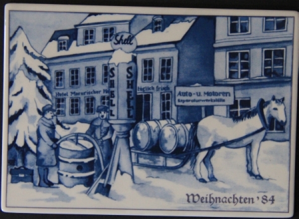 Shell Til 1984 Villeroy & Boch Advertising with Gasstation-Motive (3661)