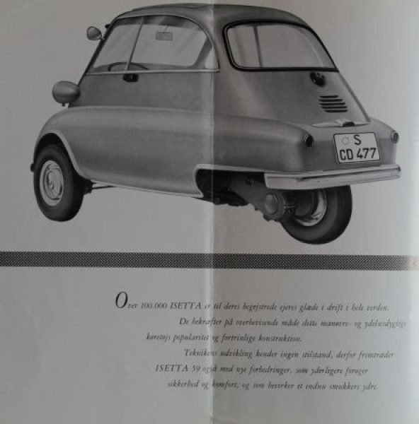 BMW Isetta Dreirad Spezial Modelprogram 1959 Carbrochure (3592)