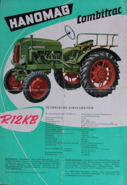 Hanomag Combitrac R12KB Modelprogram 1955 Tractorbrochure (3704)