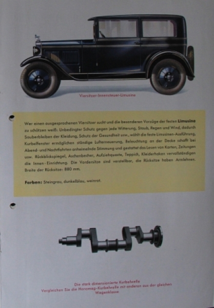 Hanomag  Modelprogram 1931 Four-Seater Carbrochure (3815)