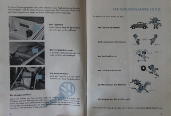 Volkswagen Beetle Sedan Convertible 1959 Ownermanual (0540)