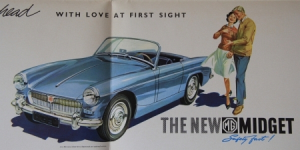 MG Midget Modellprogramm 1961 "The car that starts ahead" Automobilprospekt (3970)