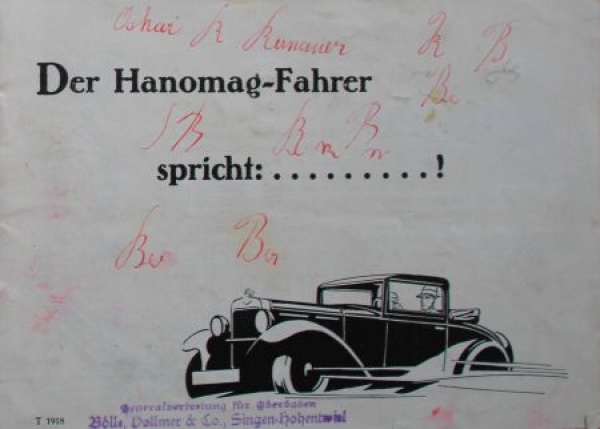 Hanomag Modelprogram 1932 "Der Hanomag-Fahrer spricht...!" Carbrochure (5590)