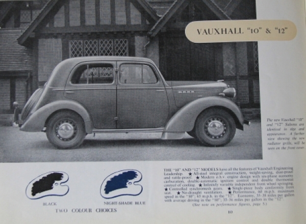 Vauxhall 10hp - 14hp Modelprogram 1938 Carbrochure (4038)