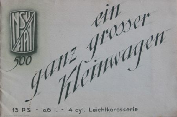 Fiat 500 Topolino Modelprogram 1938 "Ein ganz grosser Kleinwagen" Carbrochure-Map (4102)