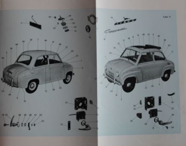 Glas Goggomobil T 250 - T 300 Ersatzteil-Katalog 1957 (4108)