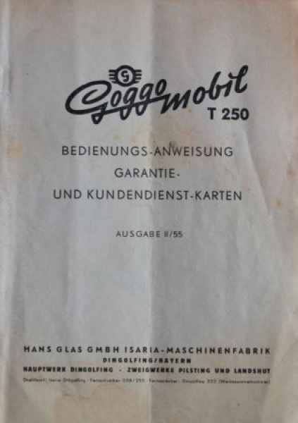 Glas Goggomobil 250 T 1955  Betriebsanleitung (4110)