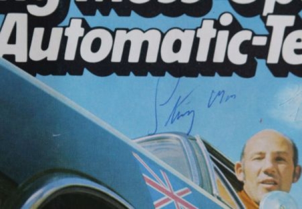 Opel Rekord Modelprogram 1968 "Stirling Moss Automatic-Test" Carbrochure with Stirling Moss Autograph (1404)