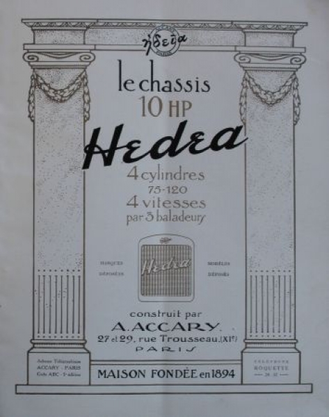 Hedea Automobiles 10 HP Modelprogram 1910 Carbrochure (5488)