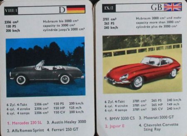 Schmid Spiele "Sportscars" Cardgame 1965 (3805)