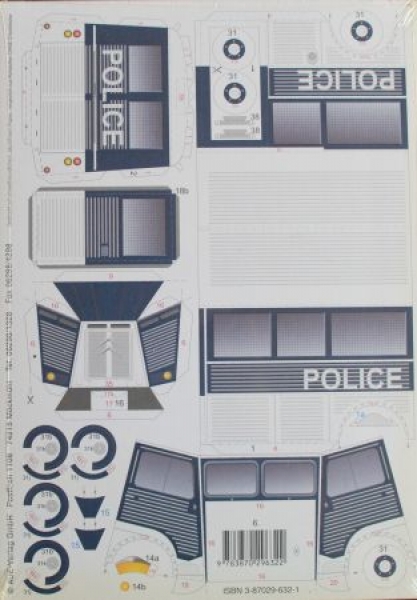 Citroen H Transporter Polizei 1960 Schreiber-Bogen Kartonmodell (4306)