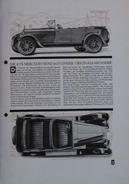 Mercedes-Benz 8/38 PS Modelprogram 1927 Carbrochure (4450)