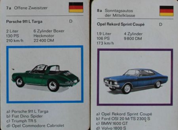 Schmid Spiele "Sportwagen" 1967 Cardgame (2910)