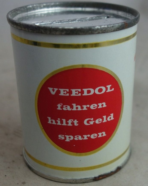 Veedol Motor Oil Piggybank 1962 "10-30 Motor-Oil" Oilcanfigure with Pin-up by Heinz Fehling (6254)
