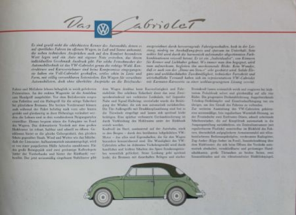 Volkswagen Beetle Convertible Modelprogram 1958 Reuters-Drawings Carbrochure (6283)